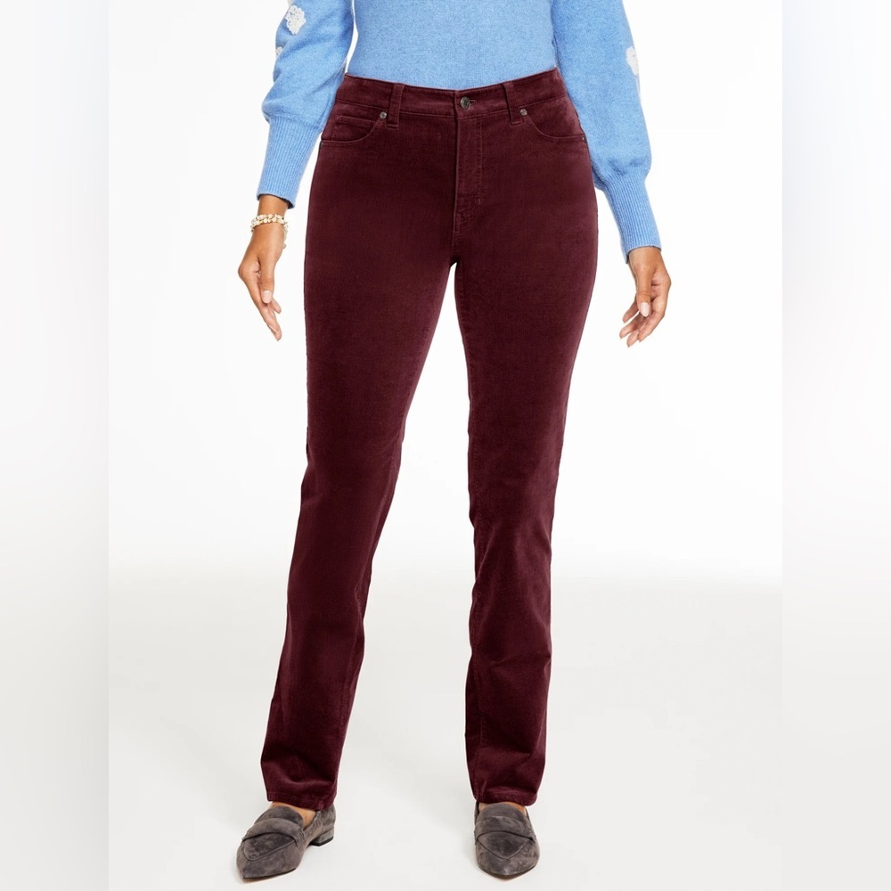 LOFT Womens 6 Velvet Brown Straight Skinny Leg High Rise Pants Boho Preppy NWOT